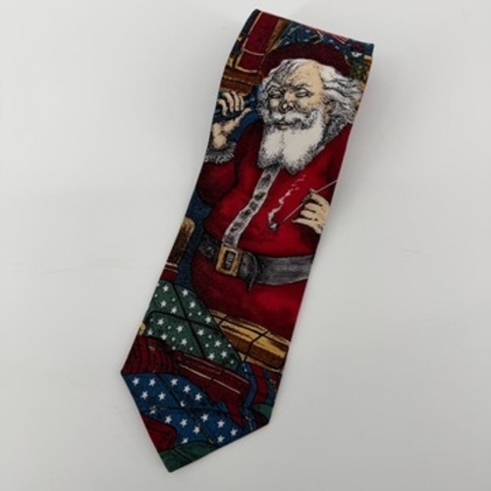 Tango by‎ Max Raab Americana Series Santa Claus Christmas Silk Tie Red Blue